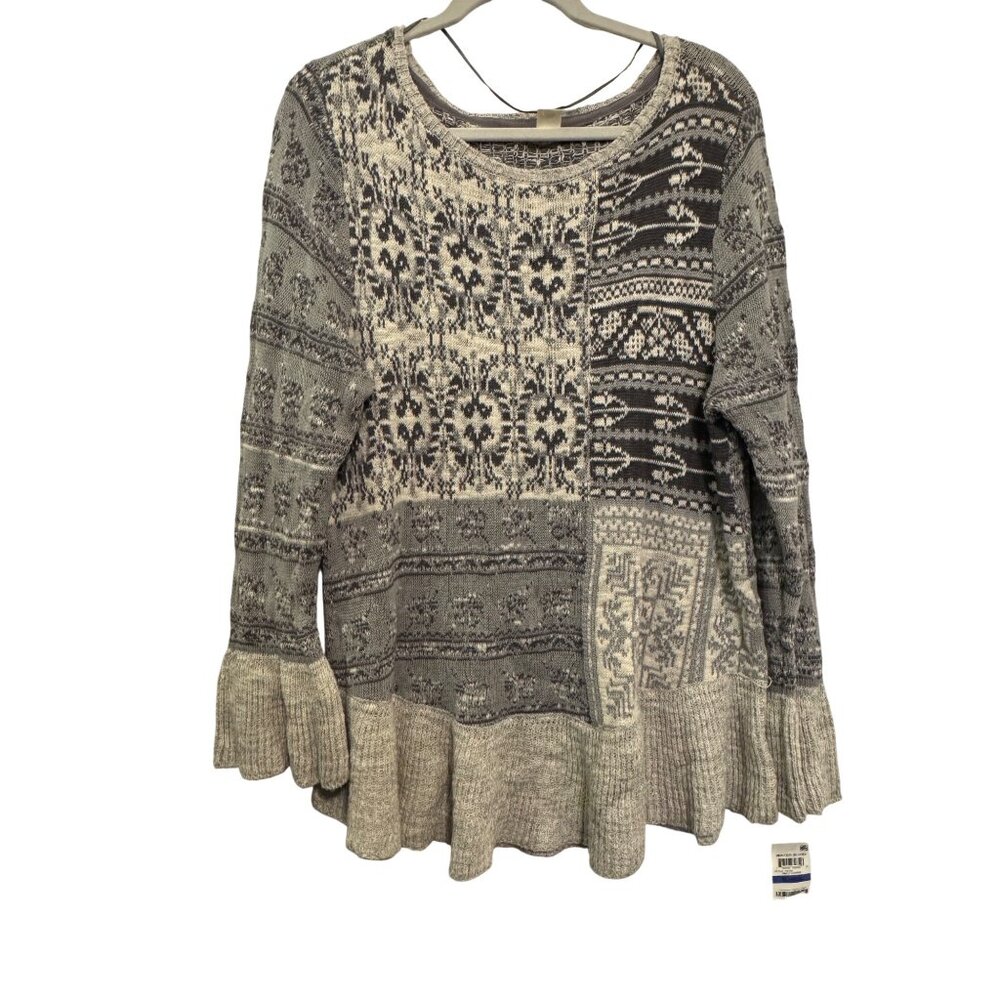 Style & Co Womens XL Patchwork Knit Sweater